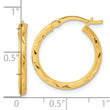 Sterling Silver Gold-tone Satin Diamond-cut 2x20mm Hoop Earrings