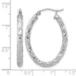 Sterling Silver RH-plated D/C Textured 3mm Oval Hoop Earrings - Birthstone Company