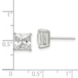 Sterling Silver Polished 7mm Princess CZ Stud Earrings