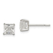 Sterling Silver Polished 5mm Princess CZ Stud Earrings