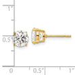 Sterling Silver Gold-tone Polished 7mm CZ Post Earrings