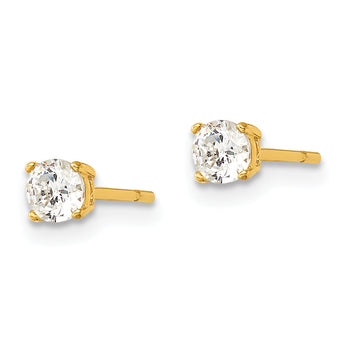 Sterling Silver Gold-tone Polished 4mm CZ Post Earrings