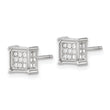Sterling Silver Rhodium-plated Polished CZ Square Post Earrings - Birthstone Company
