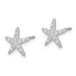 Sterling Silver Rhodium-plated CZ Micro pav‚ Starfish Post Earrings - Birthstone Company