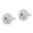 Sterling Silver Polished Purple CZ Enamel Flower Post Earrings - Birthstone Company