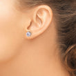 Sterling Silver Polished Purple CZ Enamel Flower Post Earrings - Birthstone Company