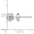 Sterling Silver Polished Purple CZ Enamel Flower Post Earrings - Birthstone Company
