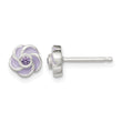Sterling Silver Polished Purple CZ Enamel Flower Post Earrings - Birthstone Company