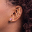 Sterling Silver Polished Enamel Flower CZ Post Earrings - Birthstone Company