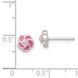 Sterling Silver Polished Enamel Flower CZ Post Earrings