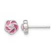 Sterling Silver Polished Enamel Flower CZ Post Earrings - Birthstone Company