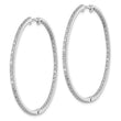 Sterling Silver Rhodium-plated Diamond In & Out Hoop Earrings