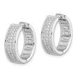Sterling Silver Polished Rhodium-plated 3-row Hinged Hoop Earrings - Birthstone Company