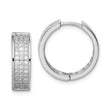 Sterling Silver Polished Rhodium-plated 3-row Hinged Hoop Earrings
