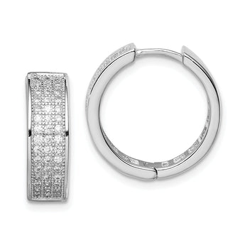 Sterling Silver Polished Rhodium-plated 3-row Hinged Hoop Earrings