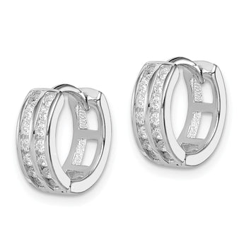 Sterling Silver Polished Rhodium-plated Hinged Hoop Earrings - Birthstone Company