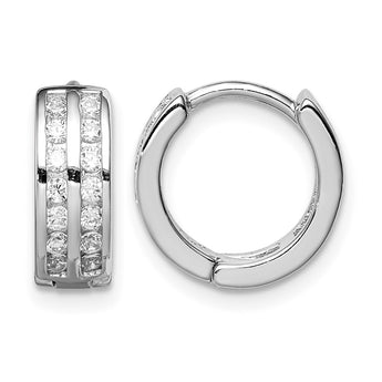 Sterling Silver Polished Rhodium-plated Hinged Hoop Earrings - Birthstone Company
