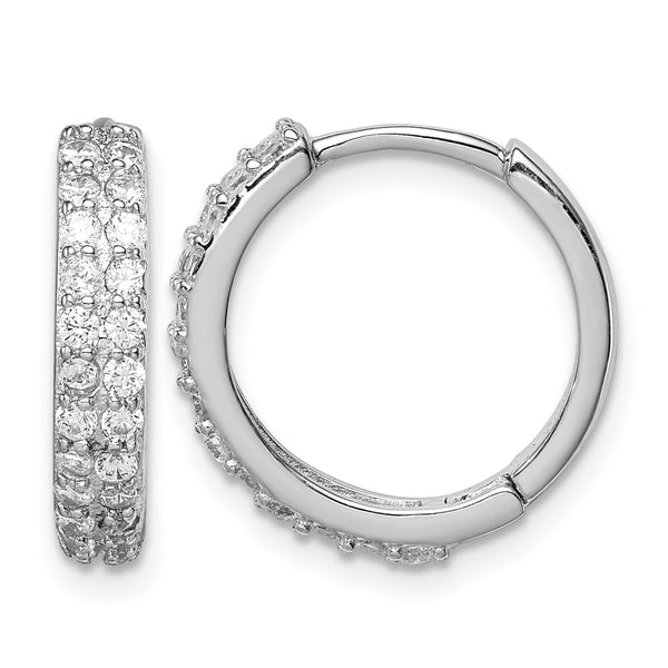 Sterling Silver Polished Rhodium-plated Hinged Hoop Earrings - Birthstone Company