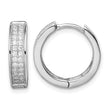 Sterling Silver Rhodium-plated 2-row Pav‚ Hinged Hoop Earrings - Birthstone Company
