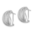 Sterling Silver RH-plated Polished Rope CZ Omega Back C-Hoop Earrings - Birthstone Company