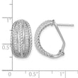 Sterling Silver RH-plated Polished Rope CZ Omega Back C-Hoop Earrings - Birthstone Company