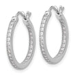 Sterling Silver Rhodium-plated CZ 15mm In/Out Hoop Earrings