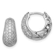 Sterling Silver Rhodium-plated CZ Hinged Hoop Earrings