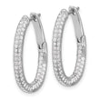 Sterling Silver Rhodium-plated CZ In/Out Hinged Post Hoop Earrings - Birthstone Company