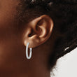 Sterling Silver Rhodium-plated CZ In/Out Hinged Post Hoop Earrings - Birthstone Company