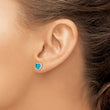 Sterling Silver Rhodium-plated 9mm Blue Created Opal Heart Post Earrings - Birthstone Company