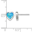 Sterling Silver Rhodium-plated 9mm Blue Created Opal Heart Post Earrings - Birthstone Company