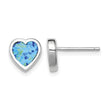 Sterling Silver Rhodium-plated 9mm Blue Created Opal Heart Post Earrings - Birthstone Company