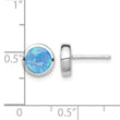 Sterling Silver RH-plated Polished Blue Created Opal Round Stud Earrings - Birthstone Company
