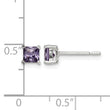 Sterling Silver Polished Square 4mm Purple CZ Stud Earrings - Birthstone Company
