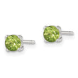 Sterling Silver Polished 4mm Round Light Green CZ Stud Earrings - Birthstone Company