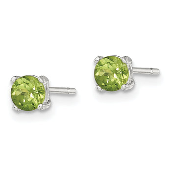 Sterling Silver Polished 4mm Round Light Green CZ Stud Earrings