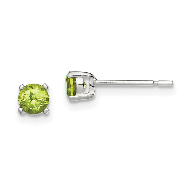Sterling Silver Polished 4mm Round Light Green CZ Stud Earrings