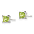 Sterling Silver Polished 4mm Square Light Green CZ Stud Earrings