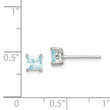 Sterling Silver Polished 4mm Square Light Blue CZ Stud Earrings