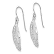 Sterling Silver RH-plated CZ Textured Feather Shepherd Hook Earrings - Birthstone Company