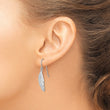 Sterling Silver RH-plated CZ Textured Feather Shepherd Hook Earrings - Birthstone Company