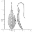Sterling Silver RH-plated CZ Textured Feather Shepherd Hook Earrings - Birthstone Company