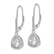 Sterling Silver Rhodium-plated Polished CZ Leverback Earrings - Birthstone Company