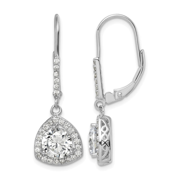 Sterling Silver Rhodium-plated Polished CZ Leverback Earrings - Birthstone Company