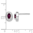 Sterling Silver Rhod Polished January Red and White CZ Oval Earrings - Birthstone Company