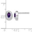 Sterling Silver Rhod-plated w/ Purple and White CZ Oval Stud Earrings - Birthstone Company