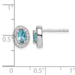 Sterling Silver Rhod-plated w/ Light Blue and White CZ Oval Earrings - Birthstone Company