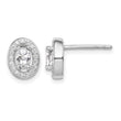 Sterling Silver Rhodium-plated w/ CZ Oval Stud Earrings - Birthstone Company