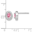 Sterling Silver Rhod-plated Pink and White CZ Oval Stud Earrings - Birthstone Company
