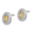 Sterling Silver Rhod-plated Yellow and White CZ Oval Stud Earrings - Birthstone Company